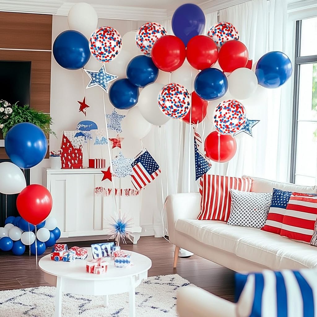 Latex Balloons Red, White & Blue – 80PCS Patriotic Balloons for 4th of July, Independence Day, Memorial Day, Graduation, Birthday & Wedding Party Decorations