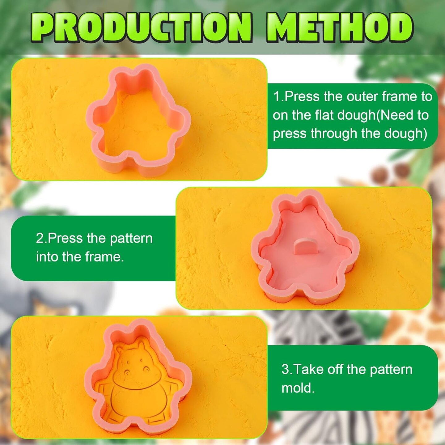 16 Pack Animal Cookie Cutters Set,3D Cookie Plunger Stamps Jungle Safari Animal Zoo Circus DIY Press Molds Baby Shower Cracker Cutters Birthday Party Baking Supplies Clay Biscuit Molds