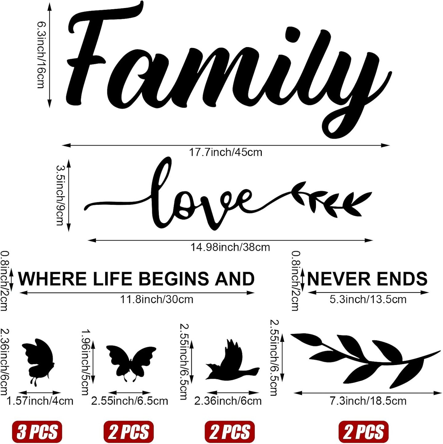 Mirror Family Wall Decor 3D Acrylic Wall Decal Stickers Family Letter Quotes