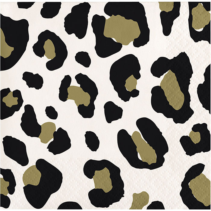 Bulk Pack of 32 Leopard Beverage Napkins