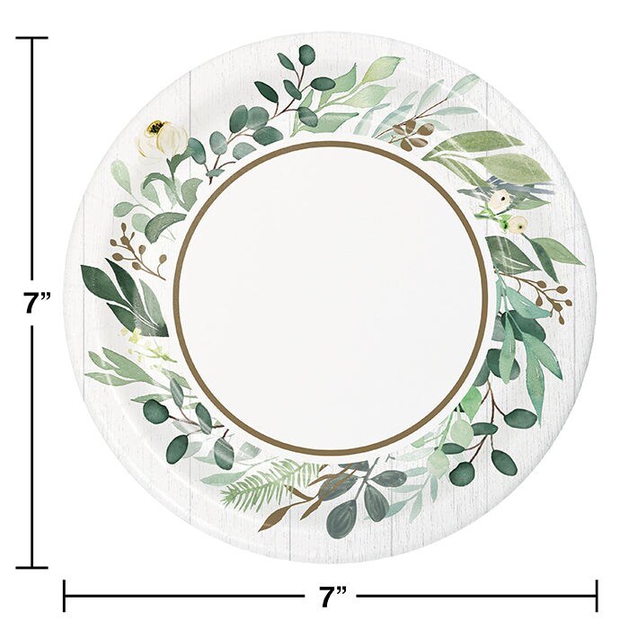 Eucalyptus Greens Paper Dessert Plate (8/Pkg)