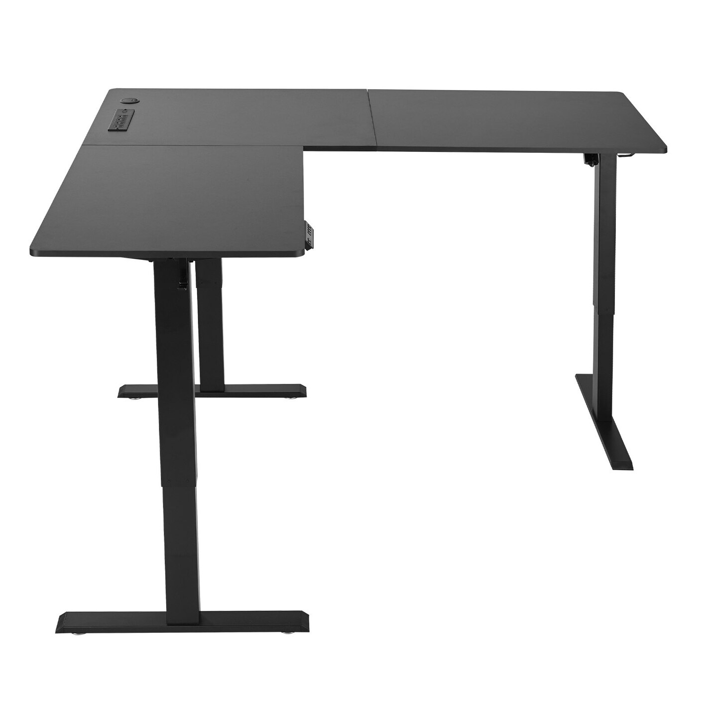 Electric Adjustable L Shaped Desk with Power Strip for Home Office