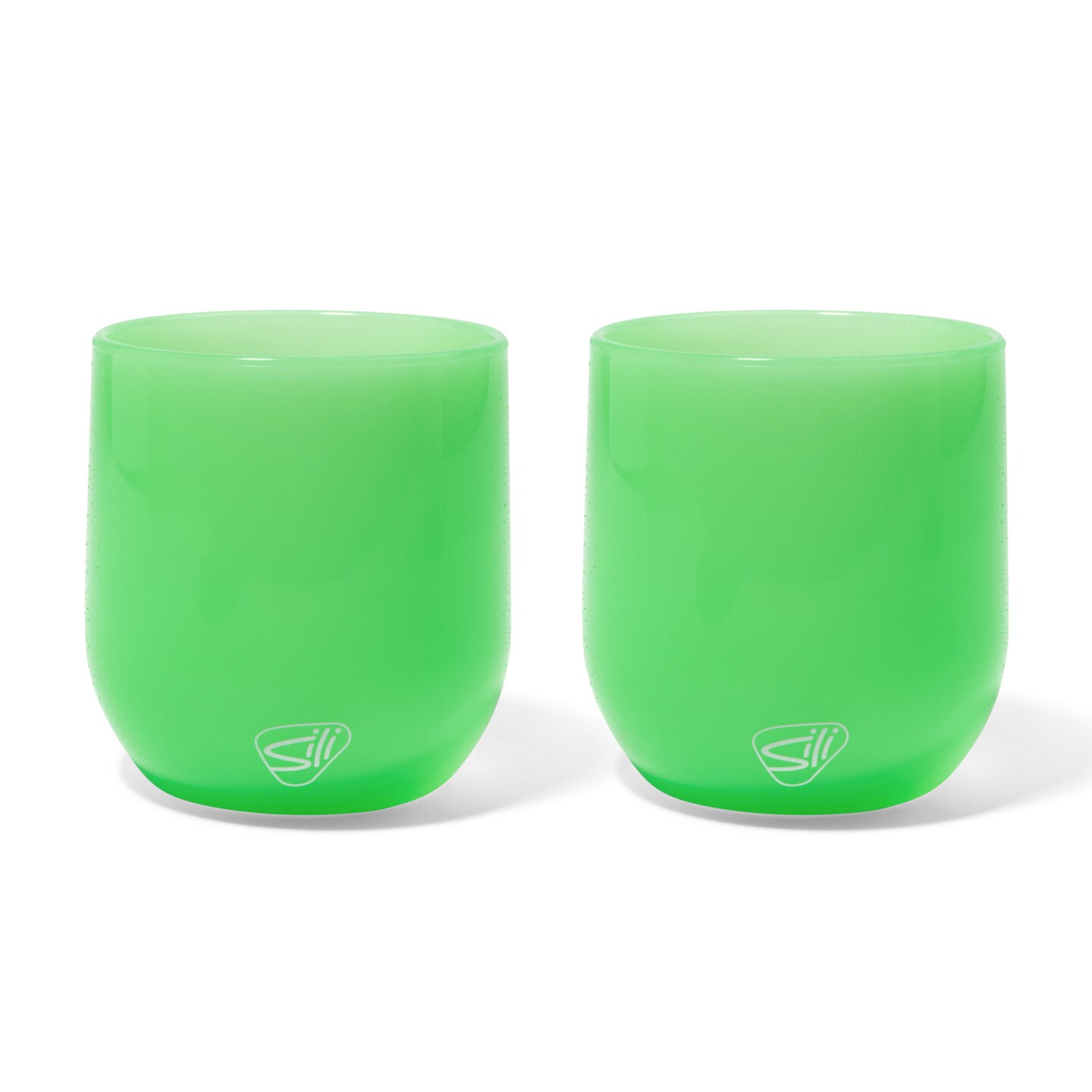 Silipint: Stemless Wine Glasses 12oz: 2 Pack - Glow Green - Silicone Unbreakable Cups, Hot & Cold Drinks, Dishwasher-Microwave-Freezer-Oven Safe