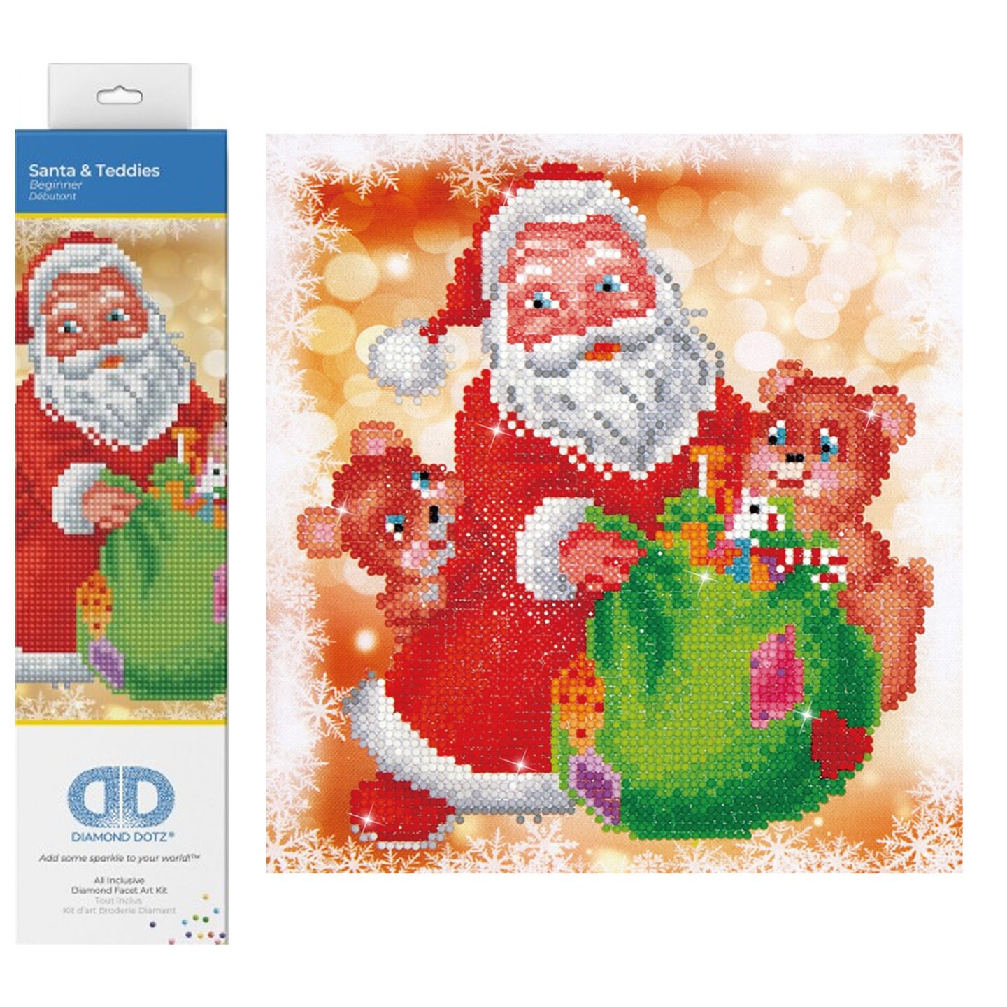 Diamond Dotz Santa Teddies Christmas Diamond Painting Kits for Adults - Diamond Art Kits a Relaxing Creative Craft Kit with Dotz Gems 9.5x9.9