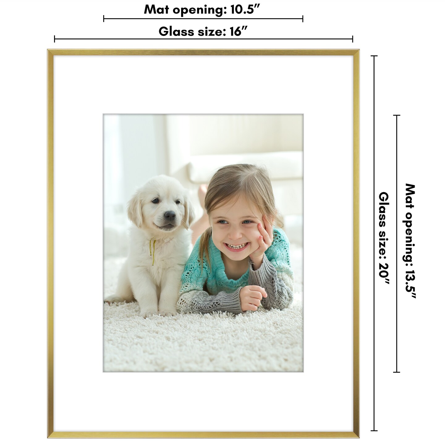 Americanflat Aluminum Picture Frame with Mat - Metal Photo Frame - Black Metal Molding Frame - Shatter Resistant Glass - Hanging Hardware