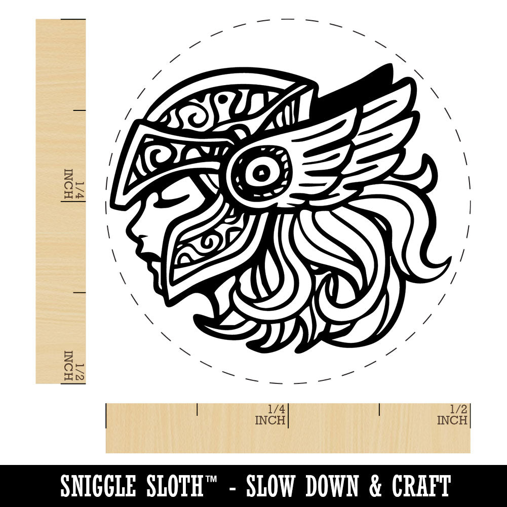 Valkyrie Female Viking Warrior Knight Winged Helmet Self-Inking Rubber Stamp for Stamping Crafting Planners
