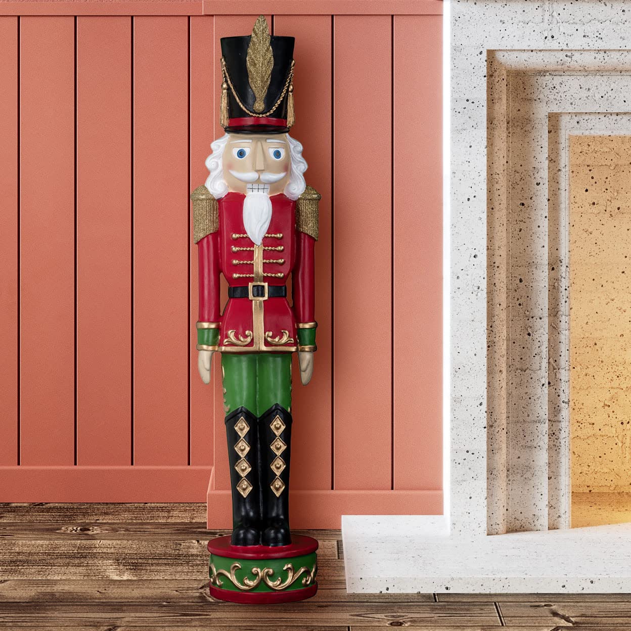 Haute Decor Classic Red and Green Christmas Nutcracker Holiday Decoration for Indoor/Outdoor Use - 37-inch Freestanding Sturdy Resin Construction - Indoor or Outdoor