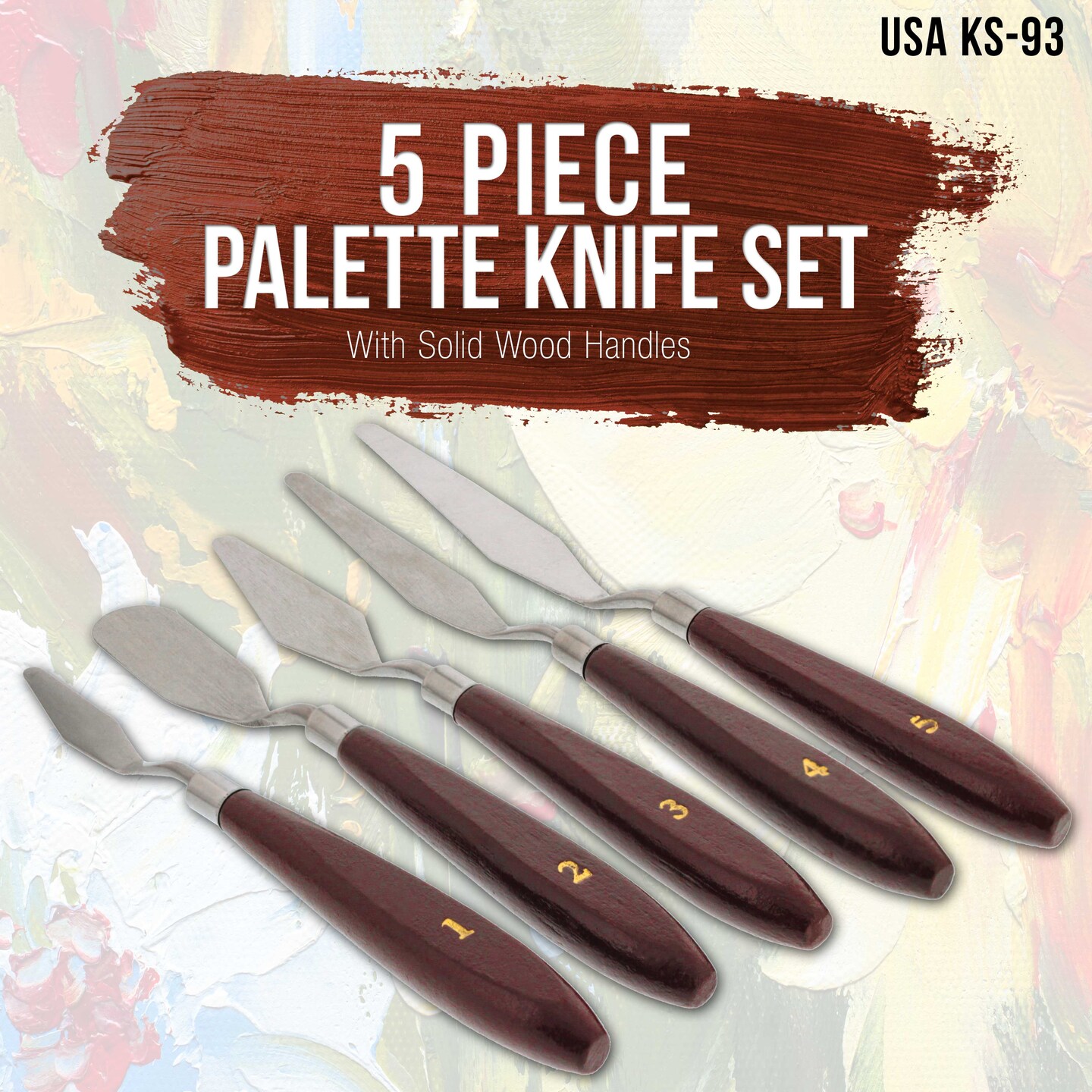 5-Piece Stainless Steel Palette Knife Set for Acrylic Painting - Paint Spatula Tools for Oil, Canvas Art - Painting Knives for Mixing, Texturing - Pallet Knives for Art &#x26; Cake