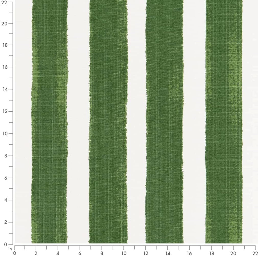 Green Stain Resistant Performance Pet Friendly Stripe Print Upholstery Fabric by The Yard - SKU: Michaela Green