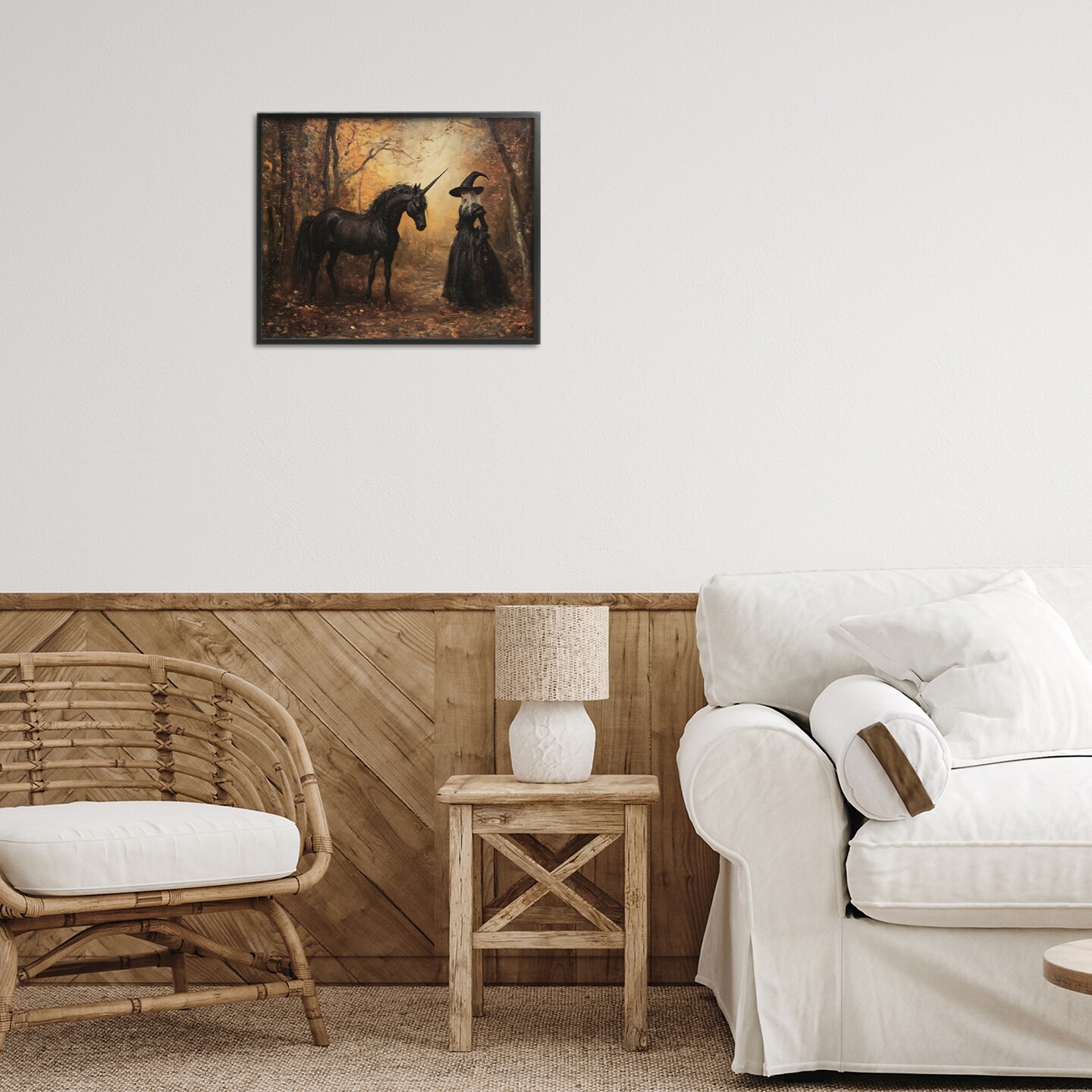 Stupell Industries Witch & Black Unicorn Framed Giclee, design by Arlington Prints