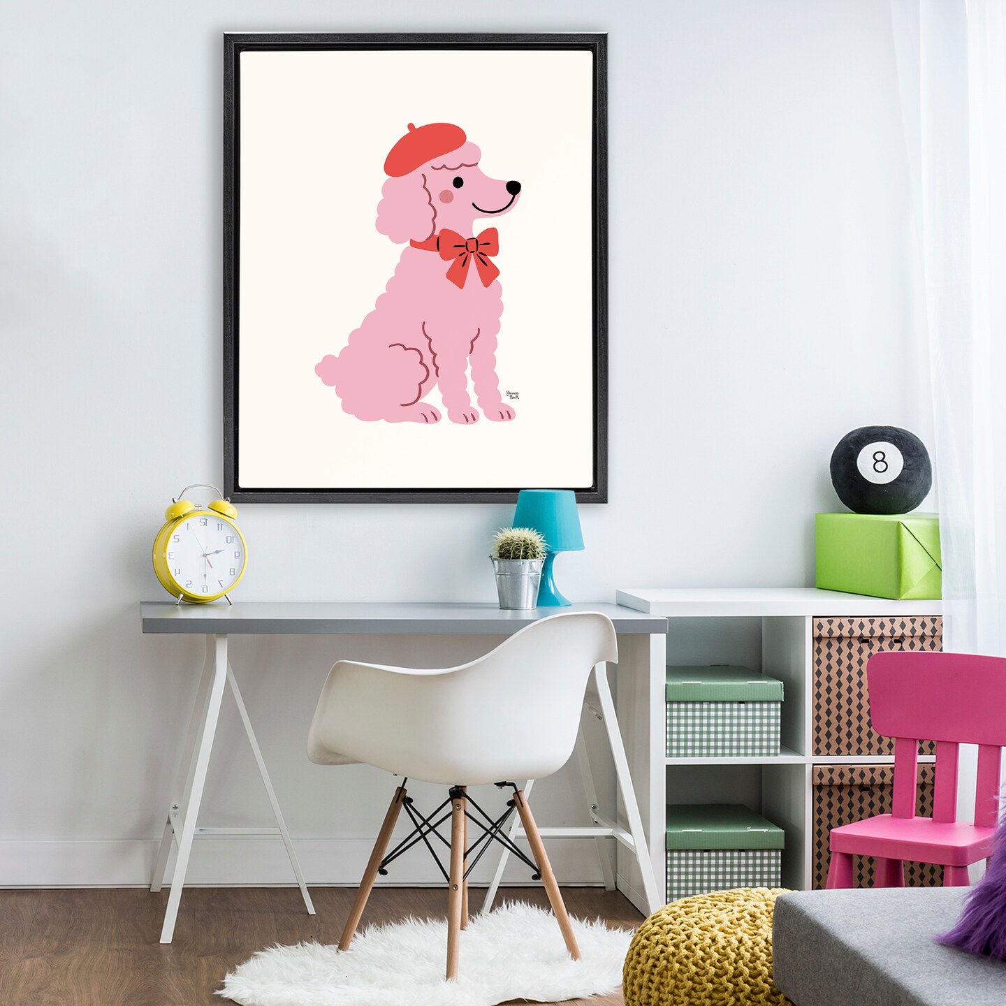 Stupell Industries French Poodle in Beret Floating Frame, design by Jessica Beck