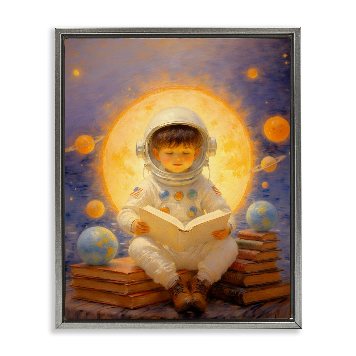 Stupell Industries Astronaut Child Learning Floating Frame, design by Angie Hawke
