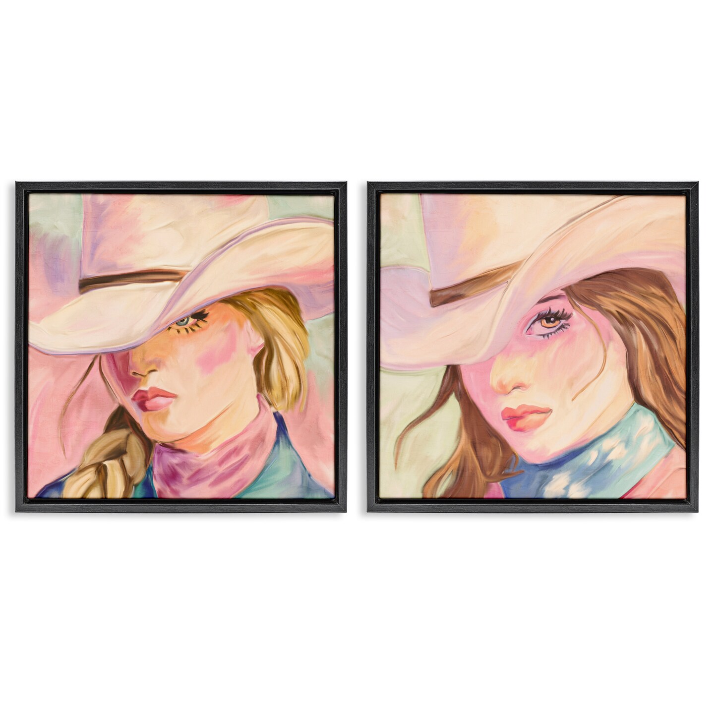Stupell Industries Pastel Cowgirls Gazing 2pc Floating Frame Set, design by Kim Allen