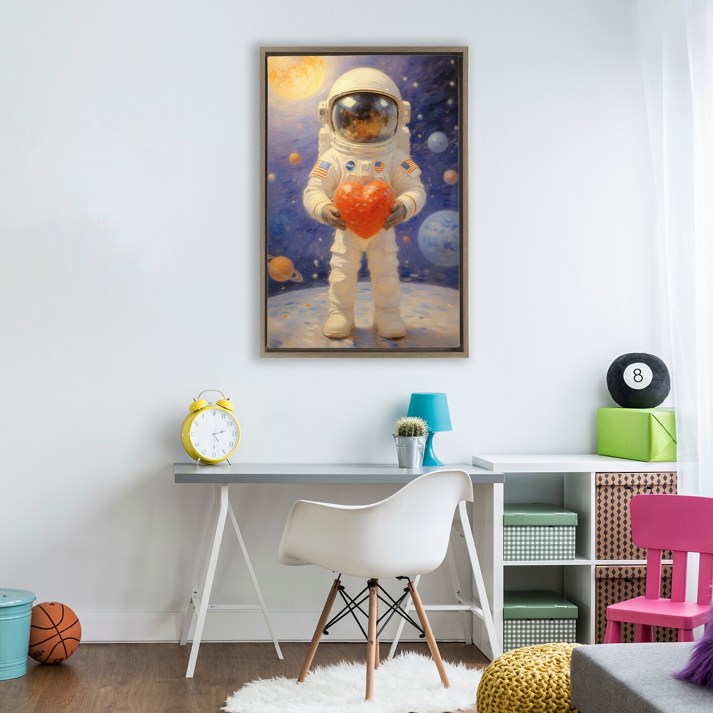 Stupell Industries Astronaut Holding Heart Floating Frame, design by Angie Hawke