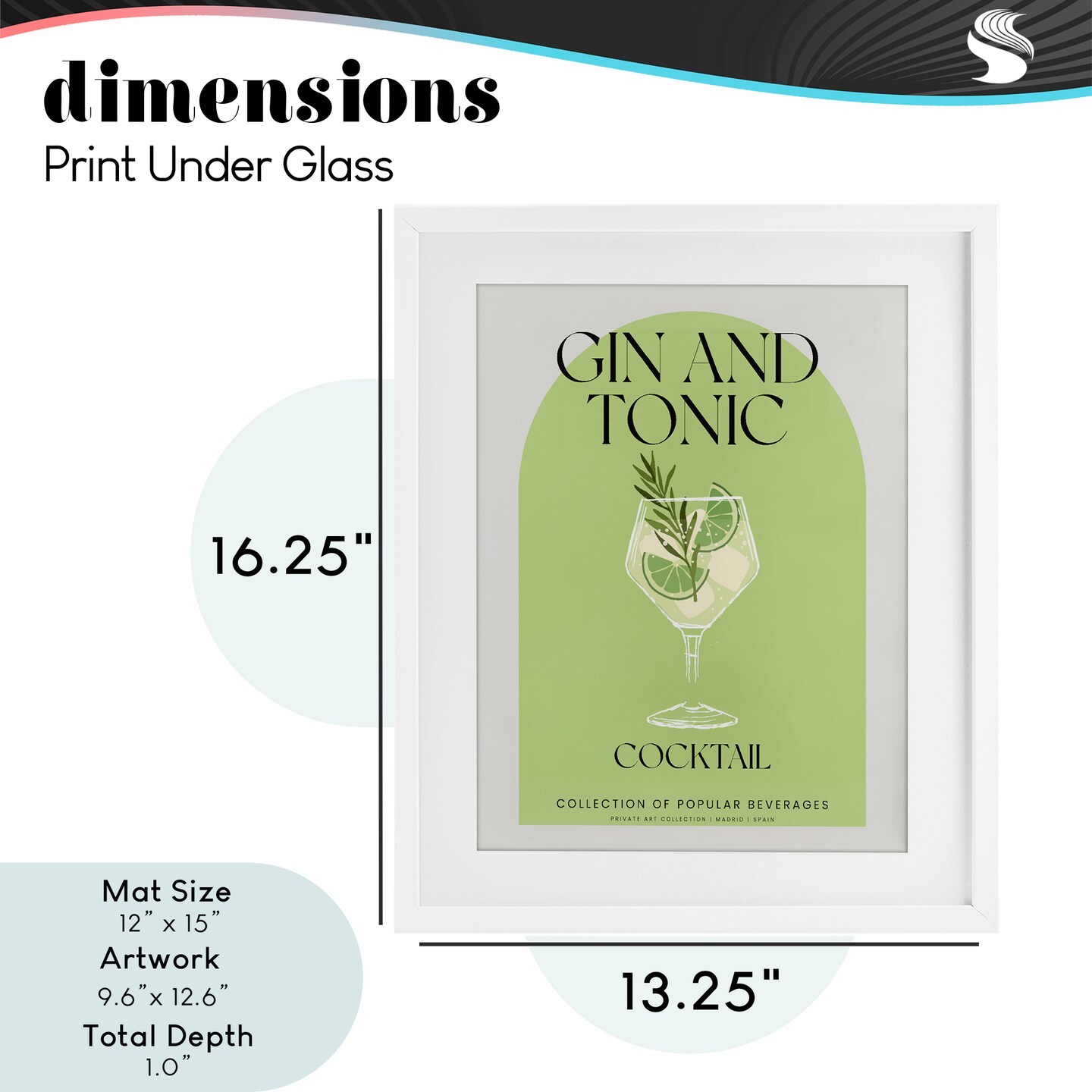 Stupell Industries Stylish Retro Gin & Tonic Framed Print Under Glass, design by Lil' Rue