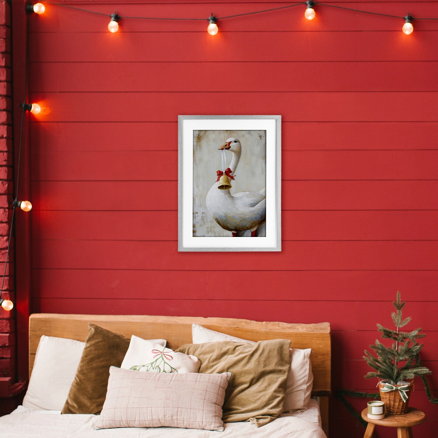 Stupell Industries Festive Jingle Goose Framed Print Under Glass, design by Petal Prints Design