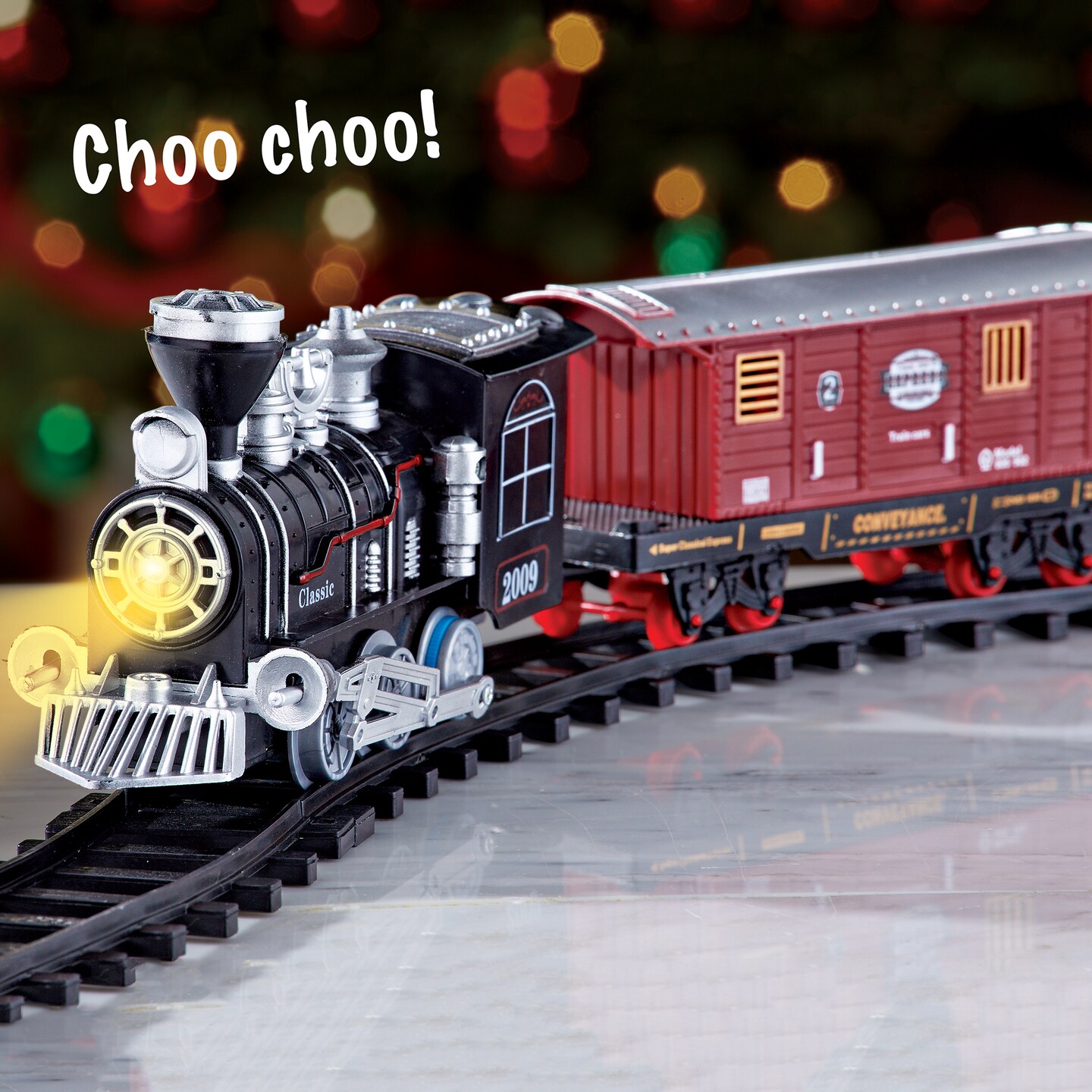 Collections Etc Lights and Sounds Classic Locomotive Toy Train Set