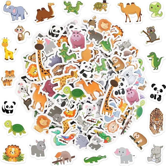 200 Pcs Animal Foam Stickers for Kids, Self‑Adhesive Jungle Safari Zoo Foam Labels for Back‑to‑School Crafts, Scrapbooking & Party Favor Decorations