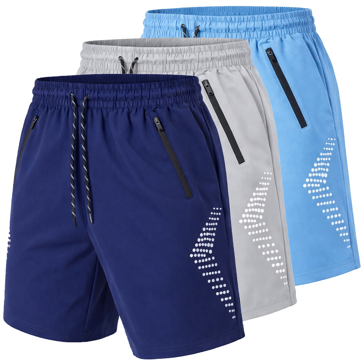 Men's 3-Pack Performance Training Shorts With Zipper Pockets (Sizes, S to 2XL)