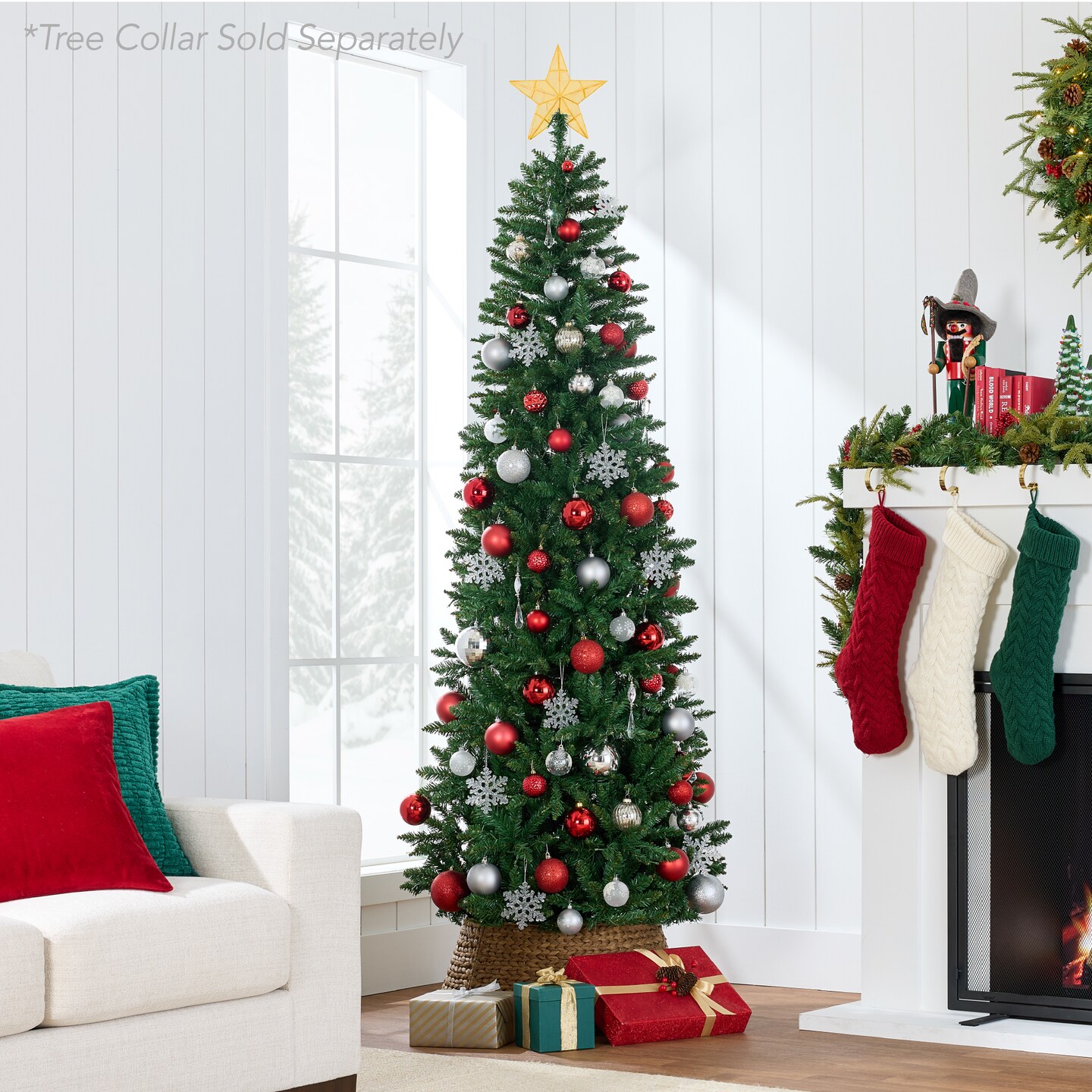 Best Choice Products Unlit Pencil Christmas Tree, Spruce Style Holiday D&#xE9;cor w/ Metal Base