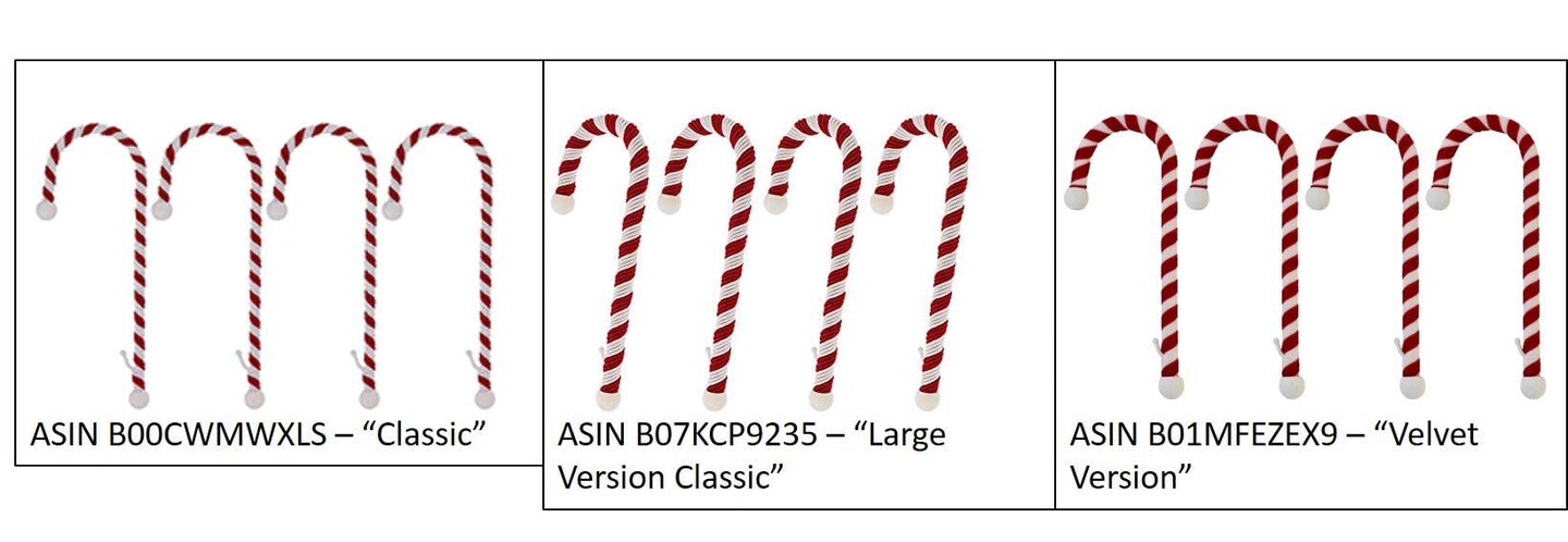 Haute Decor Candy Cane Stocking Holder (Large Classic 2-Pack) - Christmas Stocking Hanger for Various Mantel Styles