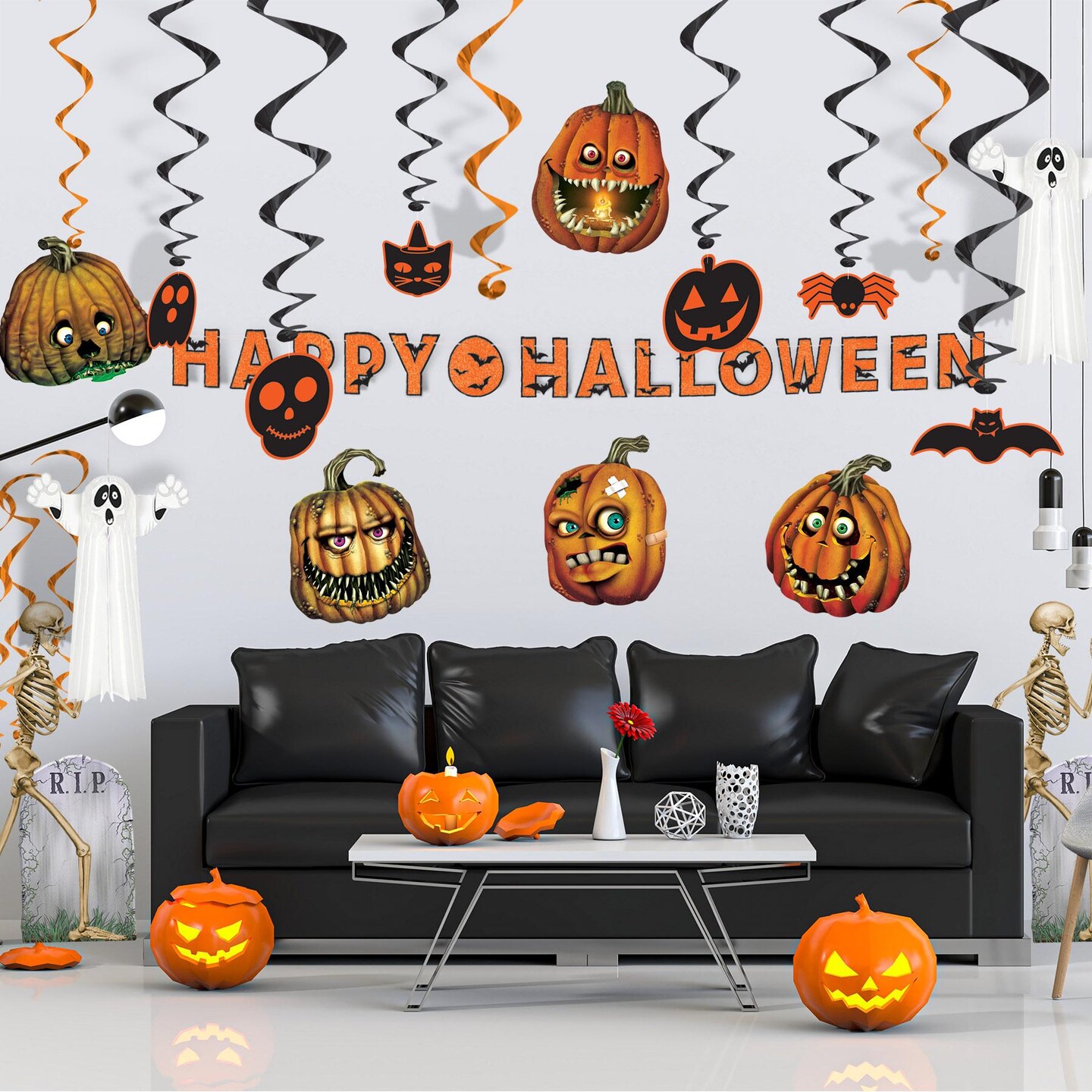 60 Piece Beistle Halloween Creepy Jack-O-Lantern Cutouts