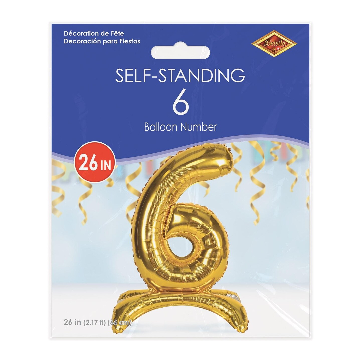 6 Pack Beistle Self-Standing Balloon Number 6