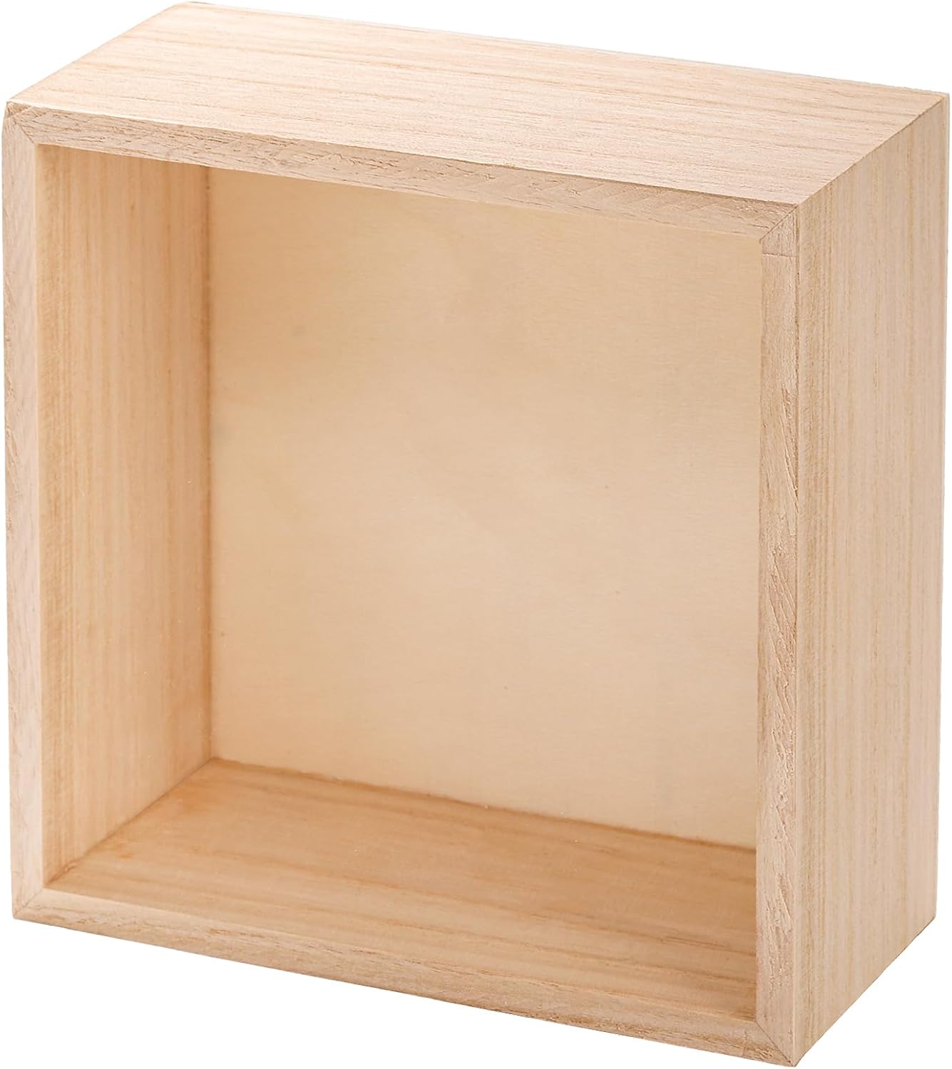 8 Pack Unfinished Wooden Box, 6 x 6 Inch Square Rustic Wooden Box Storage Organizer Boxes Small Wood Boxes for Crafts