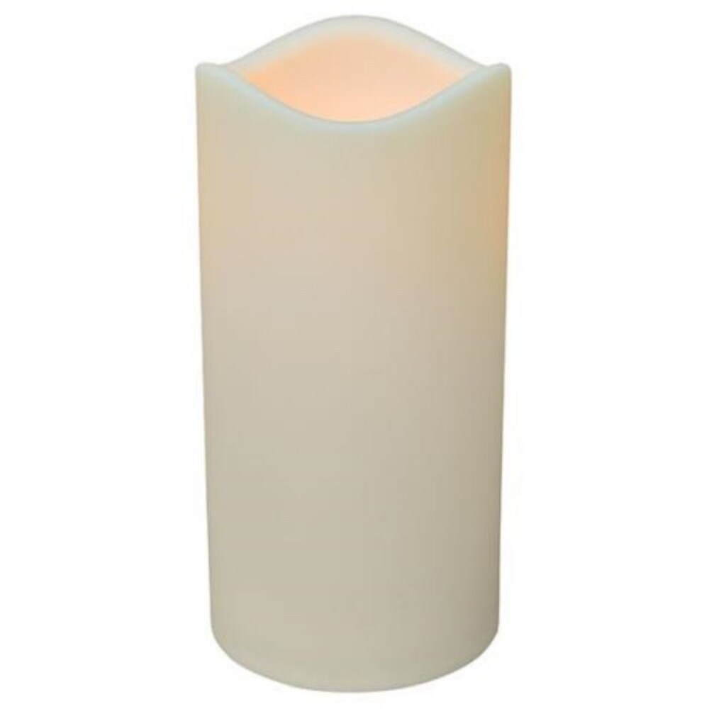 Ivory Wax-Look LED Pillar Candle with Timer and Flickering Flame Effect - Battery Operated