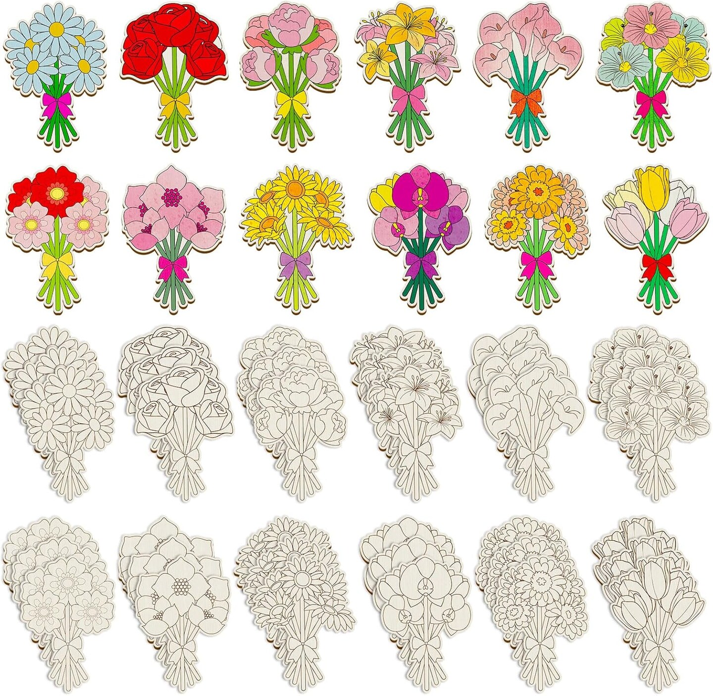 36 Pcs Wooden Flowers for Crafts