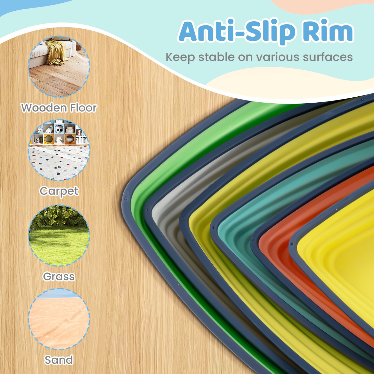 Non Slip Stepping Stones for Kids with Storage Bag and Play Fun