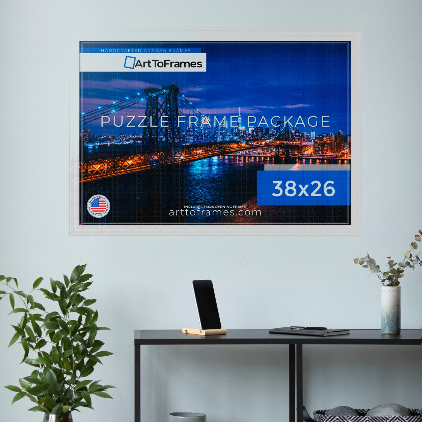 ArtToFrames 38x26 INCH / 97x66 CM Puzzle Frame for 2000 piece Puzzles.This 1.50 Inch Custom MDF Frame for Puzzles Comes with Economy Acrylic, Available in Multiple Colors