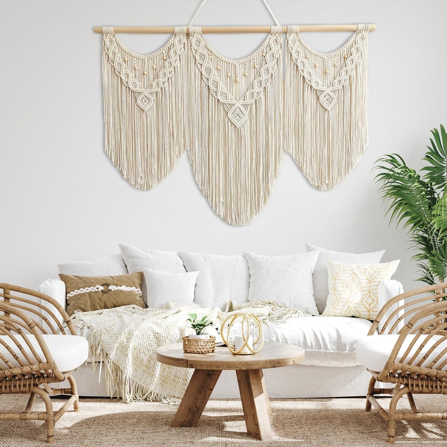 Large Macrame Wall Hanging - Bead-B