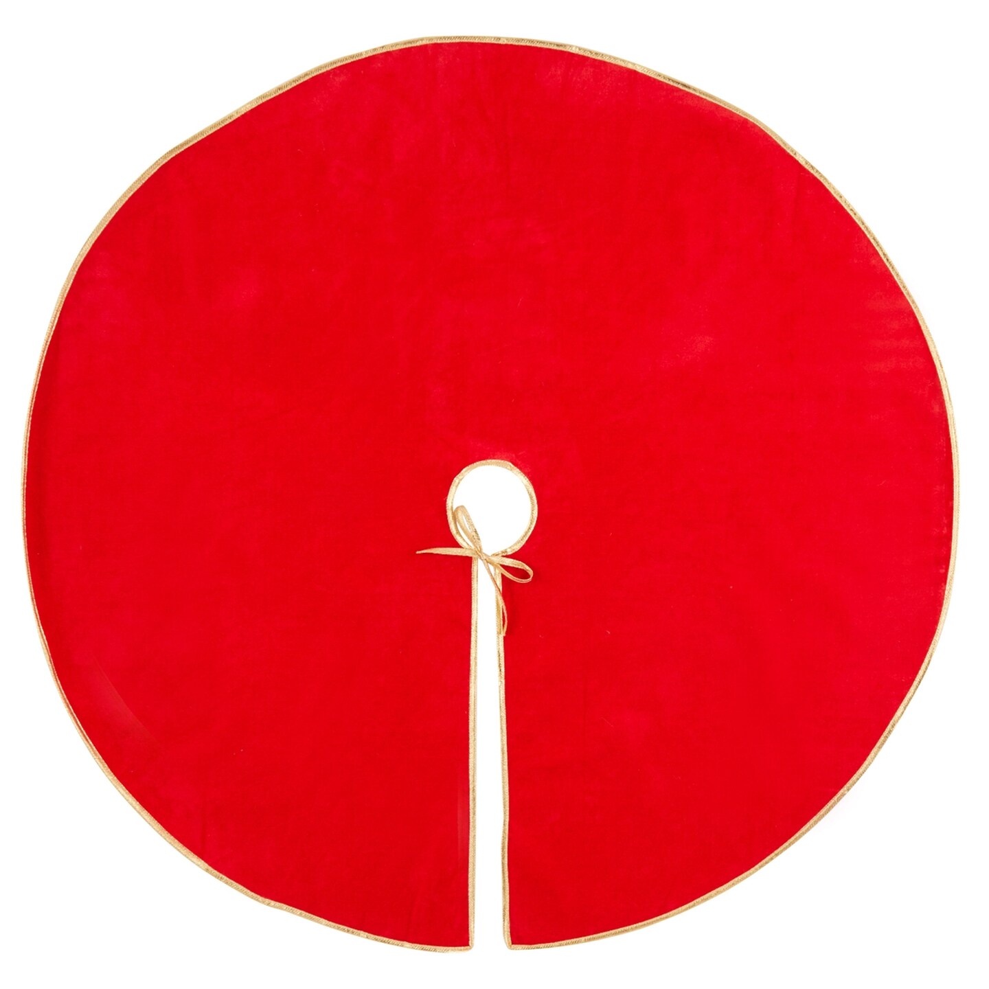 Juvale Red Christmas Tree Skirt, Plain Tree Skirt with Gold Trim for Holiday Decor, Stylish Holiday Indoor Decorations, Round Tree Mat Base Cover (42 Inches)