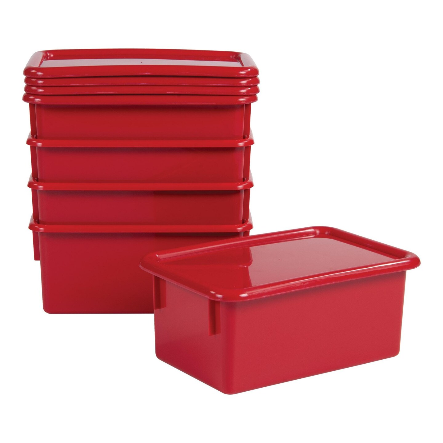 Kaplan Early Learning Company Storage Bins with Lids - Set of 5 - Red
