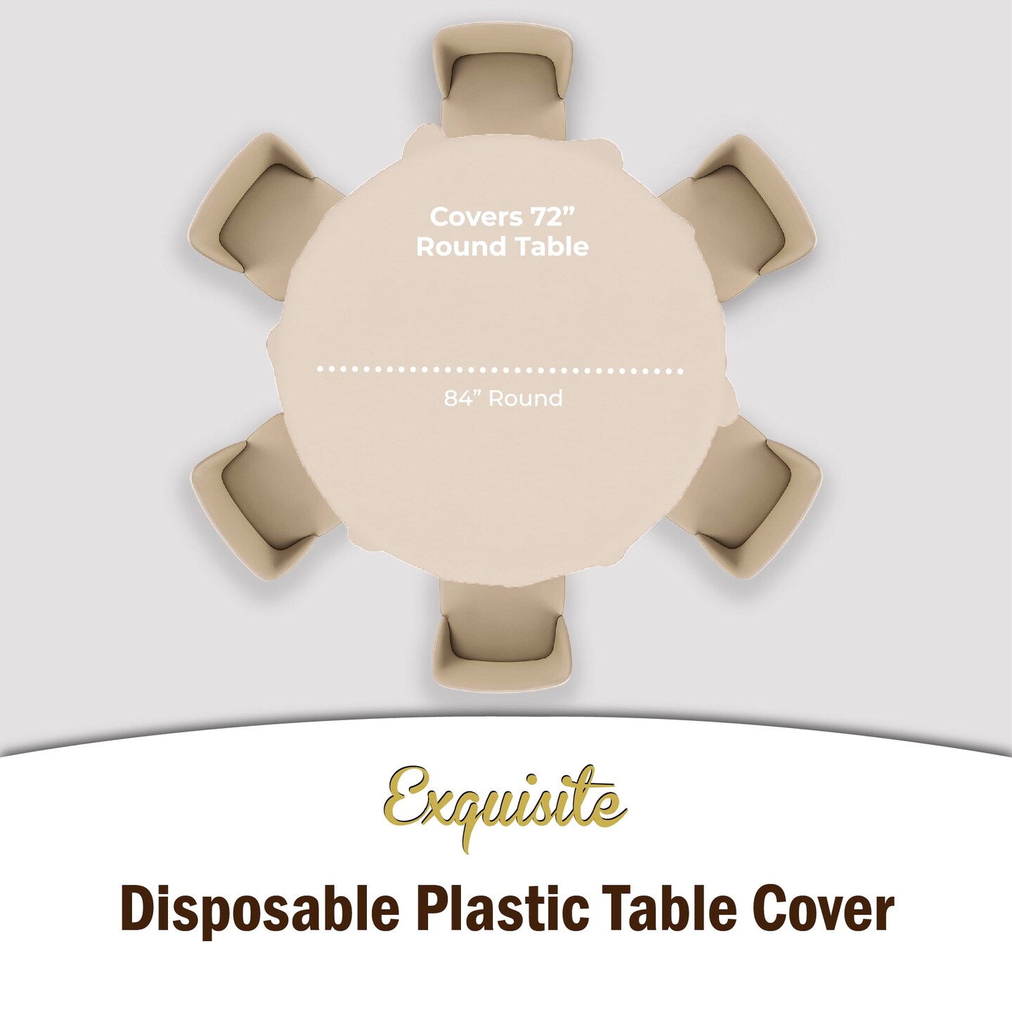 Exquisite Disposable Round Plastic Tablecloths &#x2013; 12 Pack 84&#x22; Disposable Table Cloths &#x2013; Indoor/Outdoor Party Tablecloth &#x2013; Round Plastic Table Cover for Events &#x26; Party Supplies