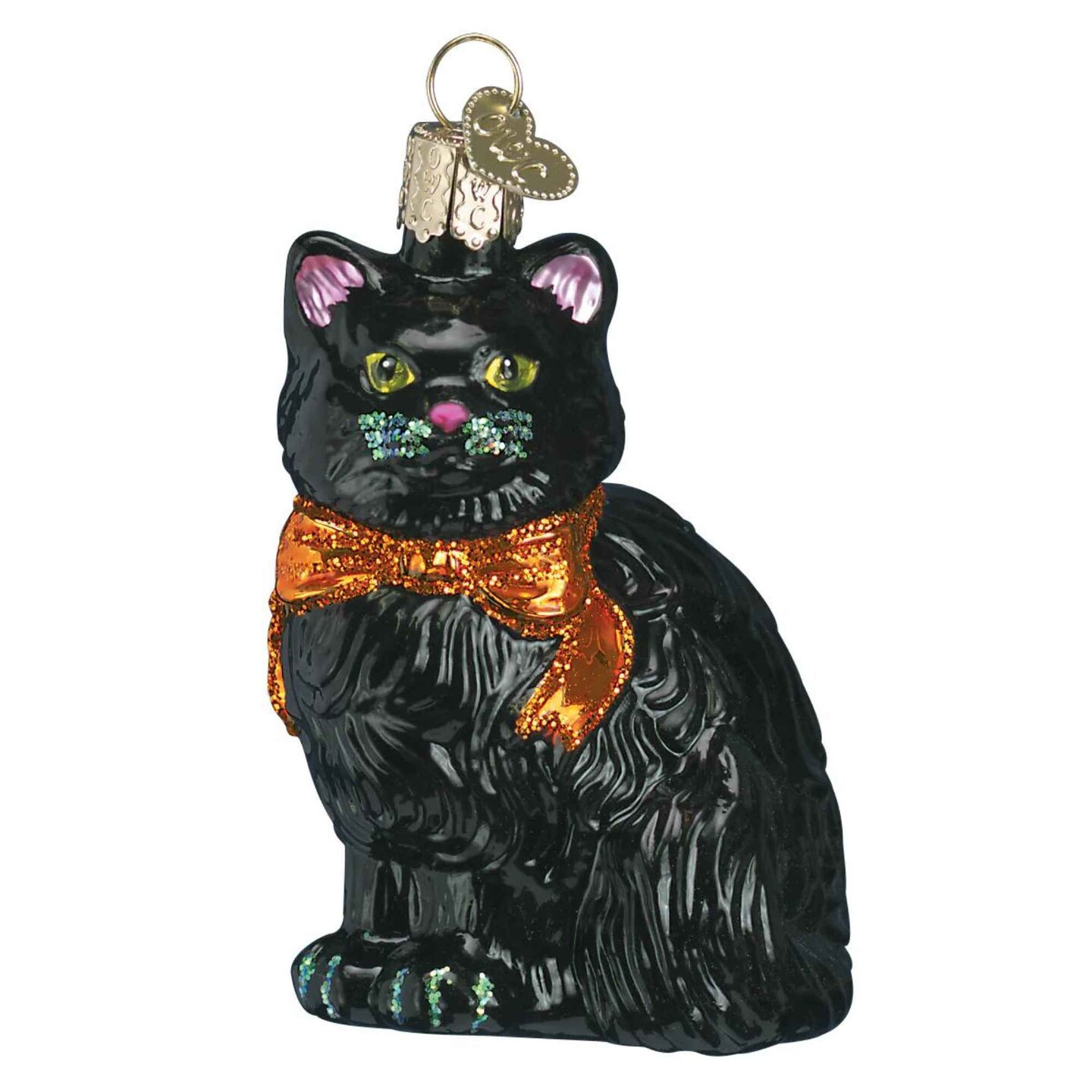 Old World Christmas 3.5 Inch Halloween Kitty Halloween Tree Ornament , Halloween Decor Black Cat Spooky