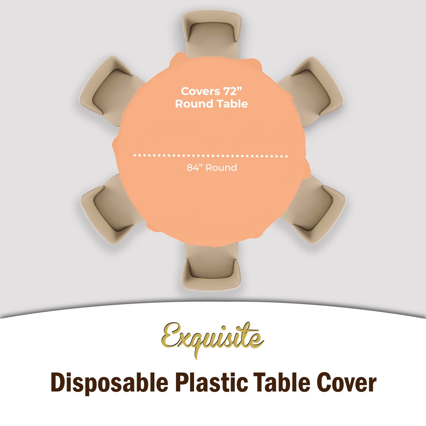 Exquisite Disposable Round Plastic Tablecloths – 6 Pack 84" Disposable Table Cloths – Indoor/Outdoor Party Tablecloth – Round Plastic Table Cover for Events & Party Supplies