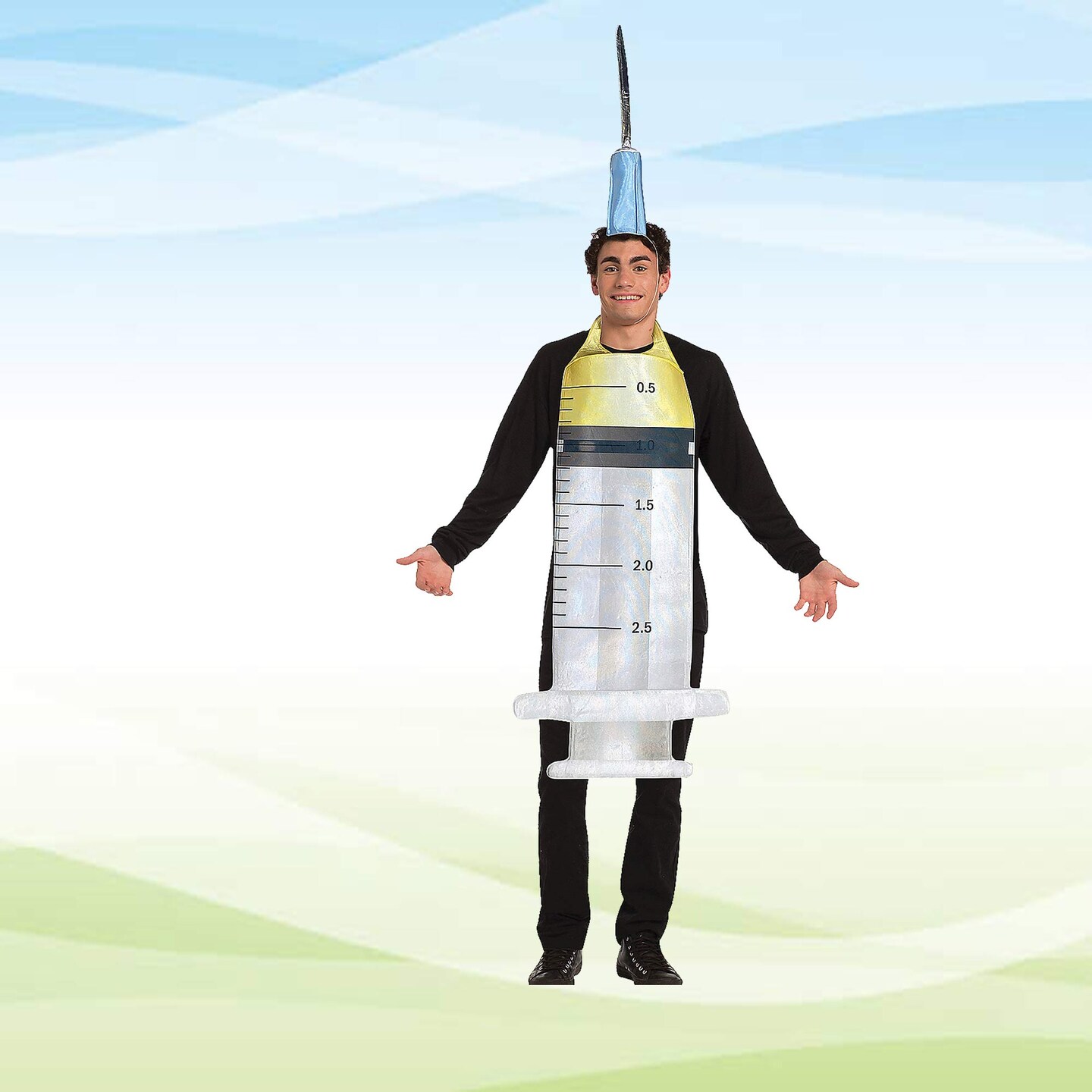 Syringe Adult Costume Funny Medical Tunic and Headpiece for Themed Events