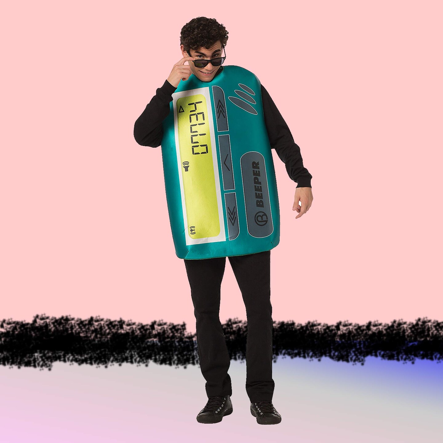 Retro Beeper Tunic Adult Costume Funny 80s Throwback Party Outfit for Adults