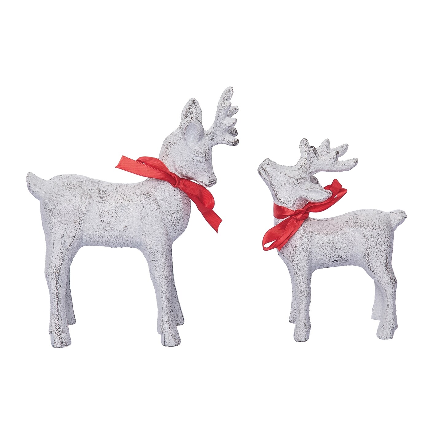 Off White Metal Reindeer Set of 2 Christmas Decor Figurines
