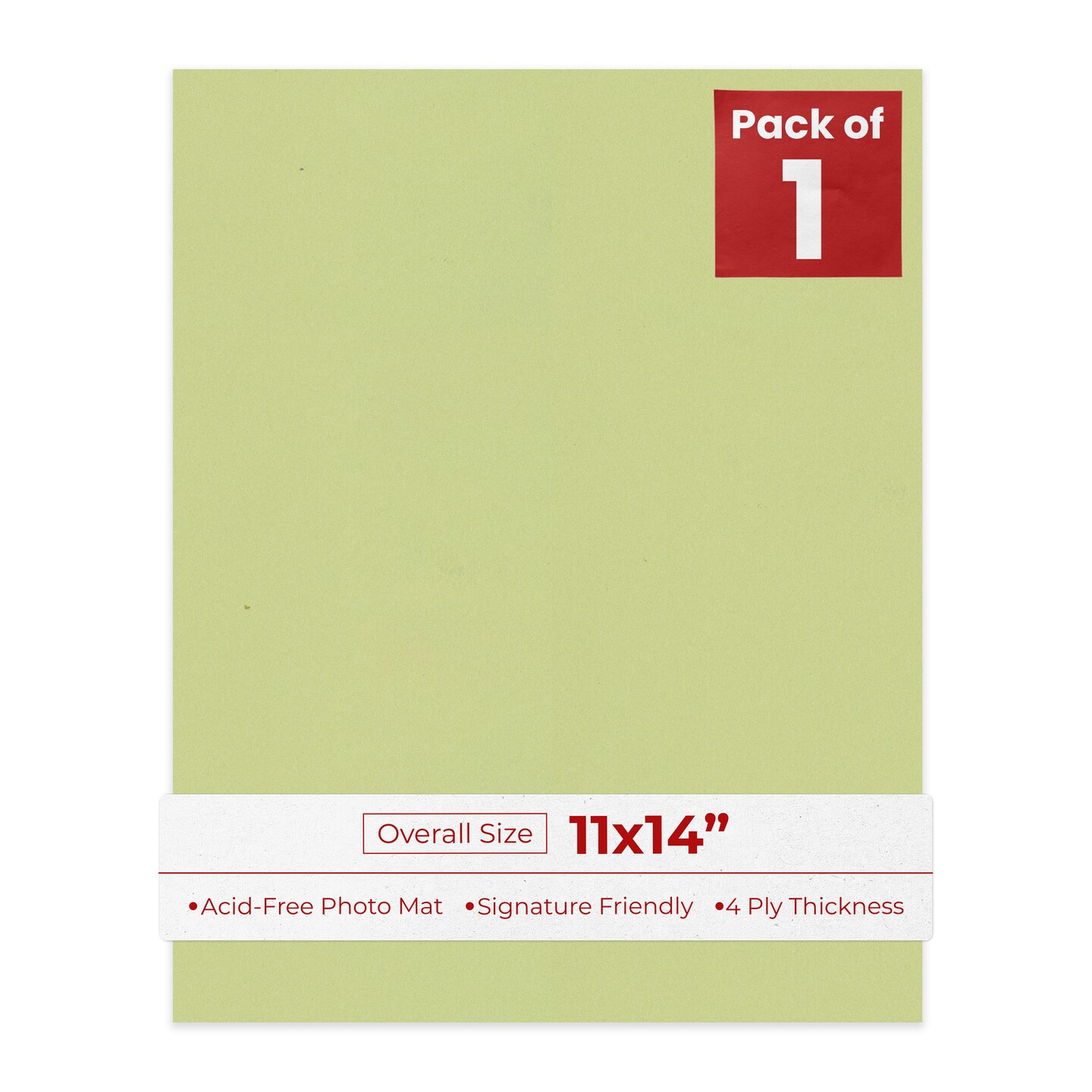 Pistachio Green 11x14 Uncut Mat Board - Blank Sheets, No Opening