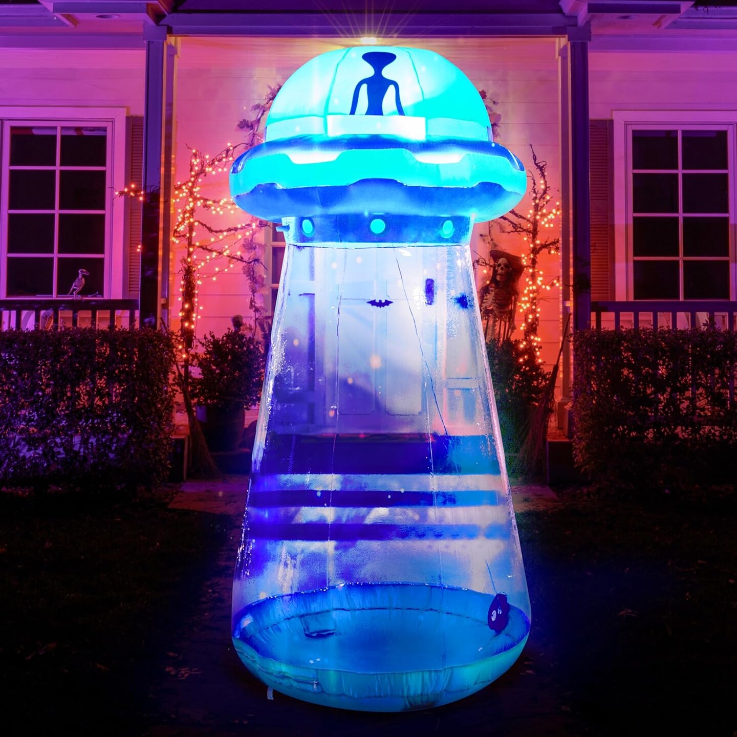6 FT Tall Halloween Inflatable UFO Outdoor Decoration with Built-in LEDs (blue)