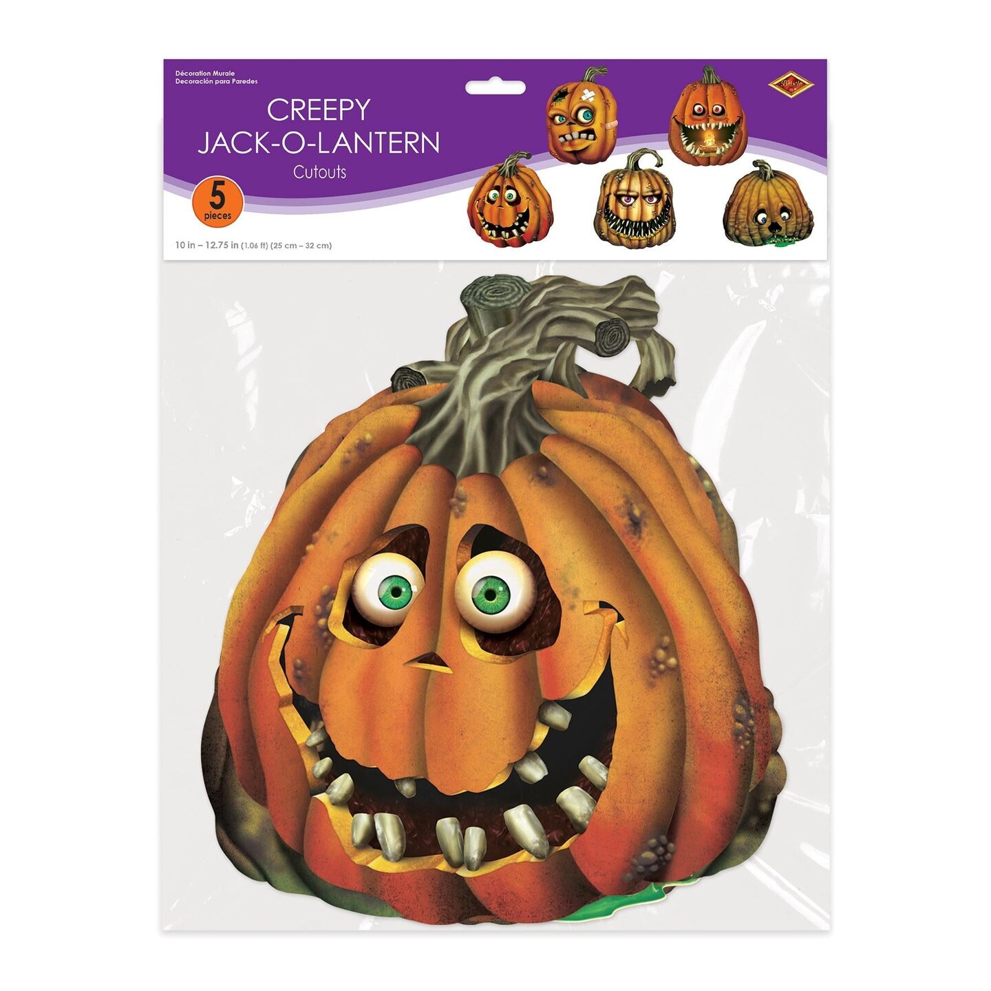 60 Piece Beistle Halloween Creepy Jack-O-Lantern Cutouts