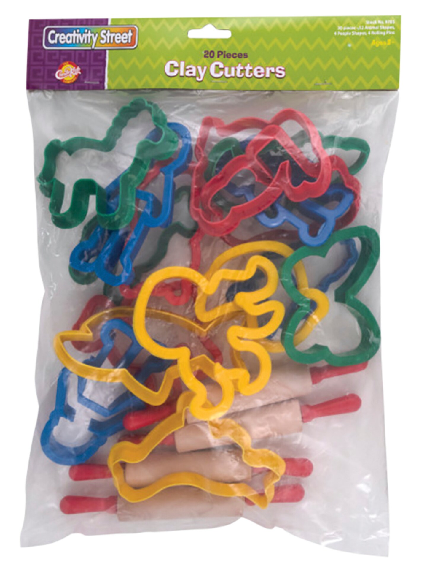 Creativity Street Multiple Shape Clay Cutter Set, Plastic, Assorted Colors, Set of 20