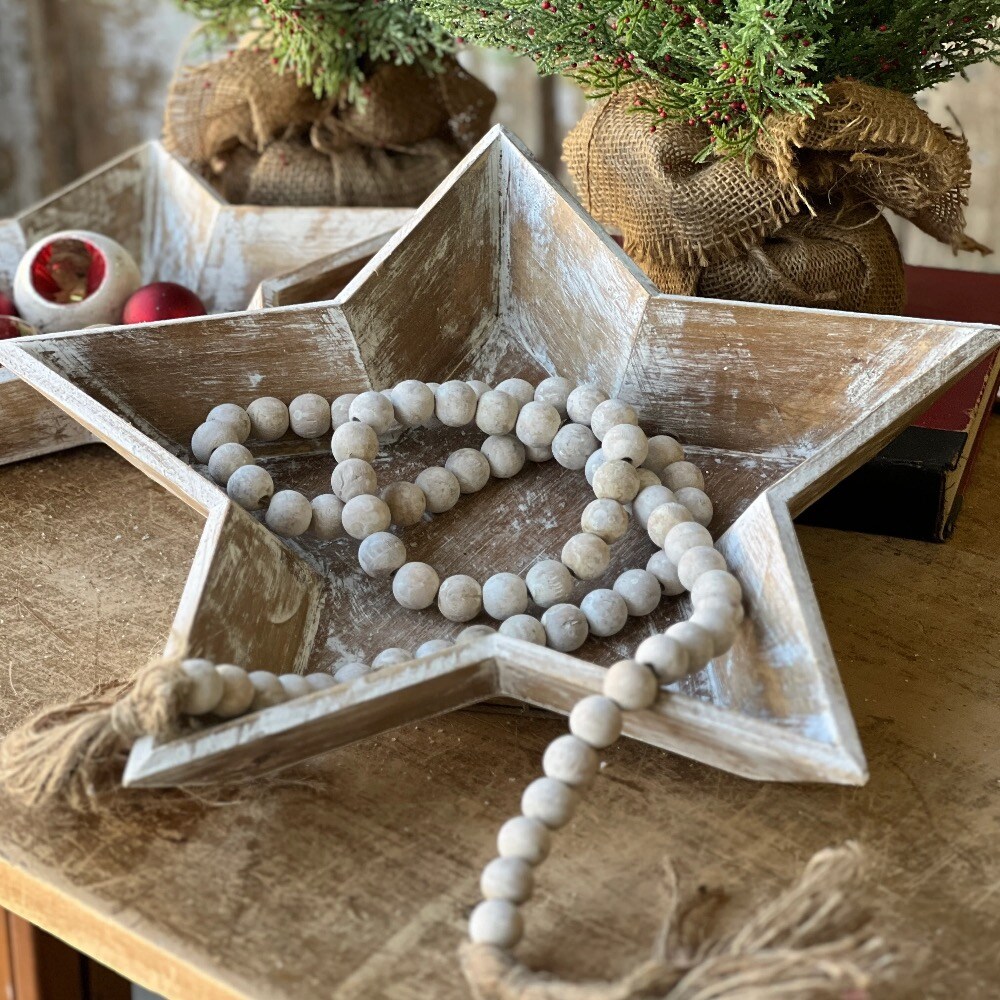 Beaded Garland 59" (set of 2) – Decorative Wooden Beads Holiday & Everyday Home Décor - Final sale / Non-returnable and Non-refundable