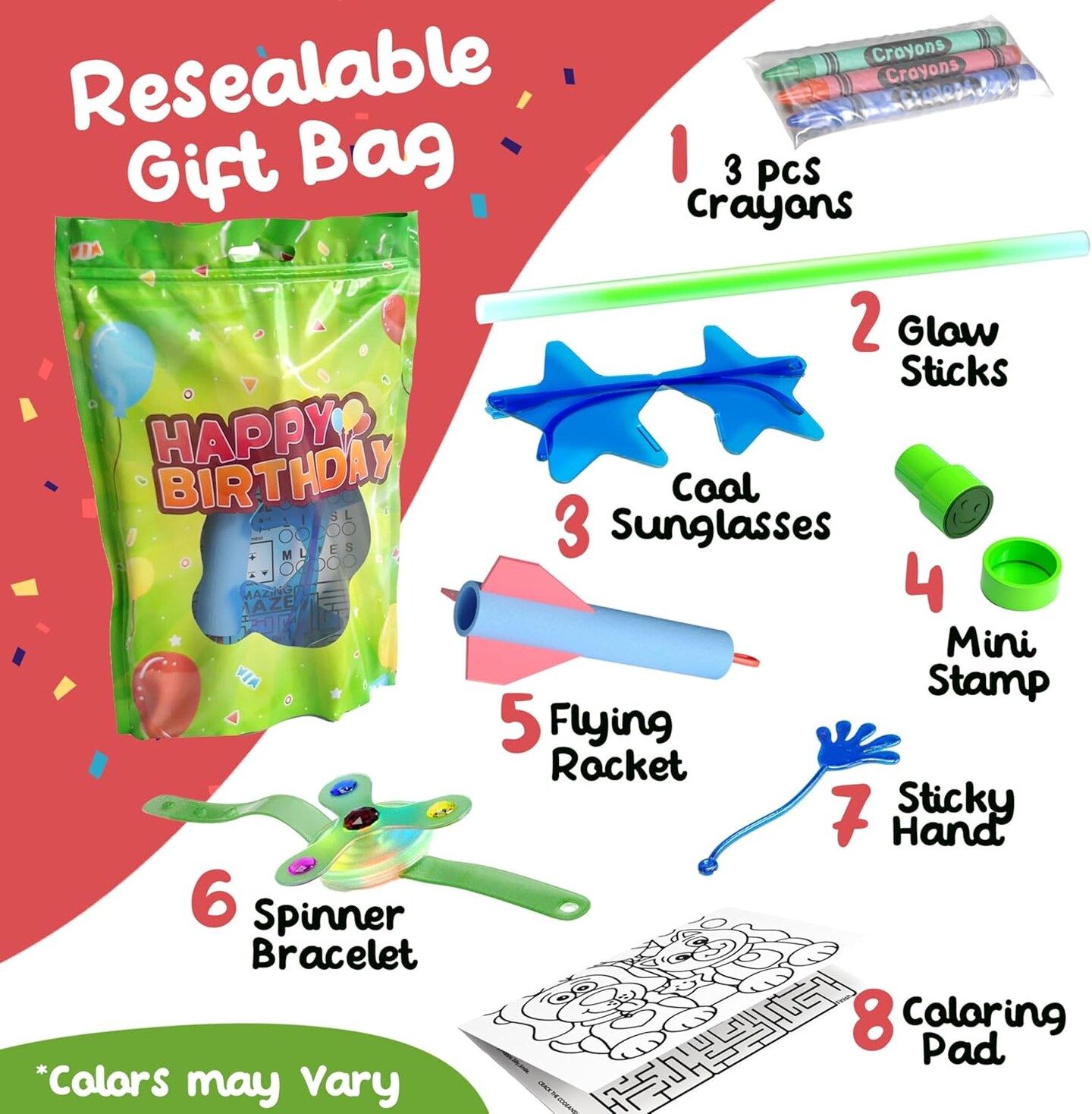 Premade Kids Birthday Party Favor Bags – 10 Pack Pre-Filled Goodie Bags with Fidget Toys & Small Toys, Fun Party Favors for Boys & Girls, Ready-to-Gift Treat Bags for Birthday Parties, Classroom Events & Celebrations