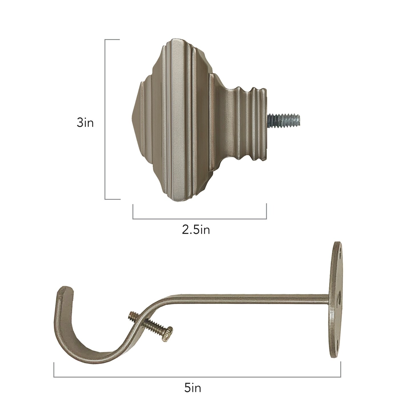 Threadmade Home Florence Single Curtain Rod with Stacked Square Finial, Polished Nickel - 86"W x 120"L