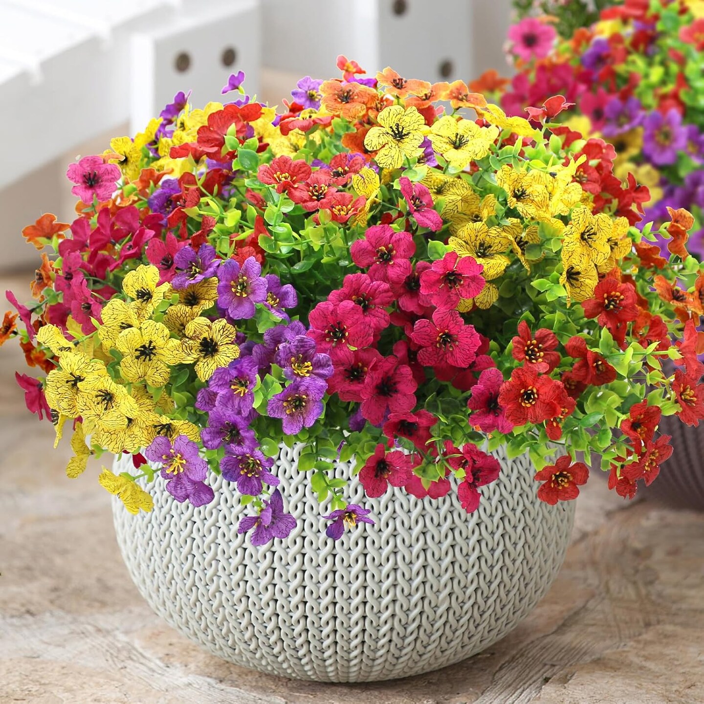 12 Bundles Artificial Fake Flowers for Outdoor Spring Decoration