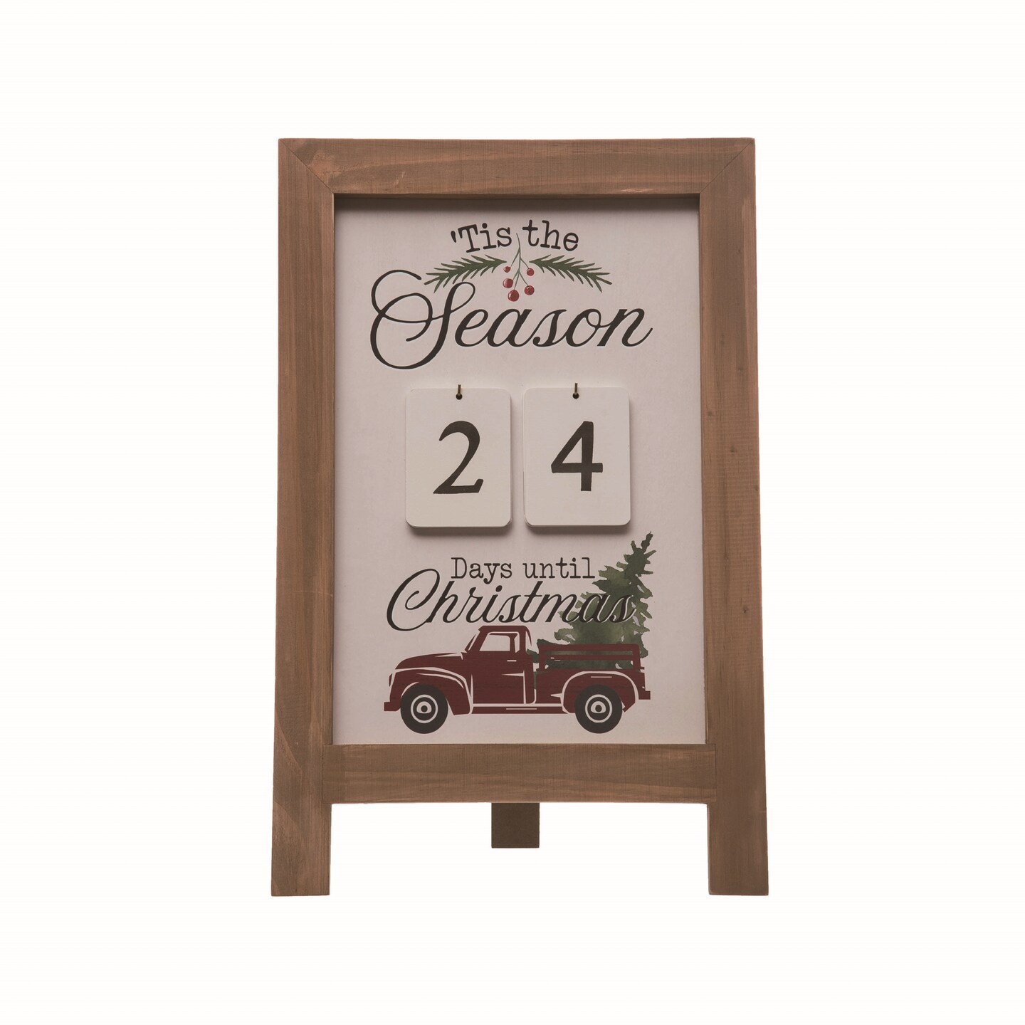 Transpac Wood 18.5 in. Brown Christmas Tis The Season Countdown Set of 7